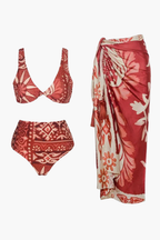 Bikini & Pareo Rojo Étnico