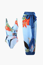 Bañador & Pareo Floral Azul