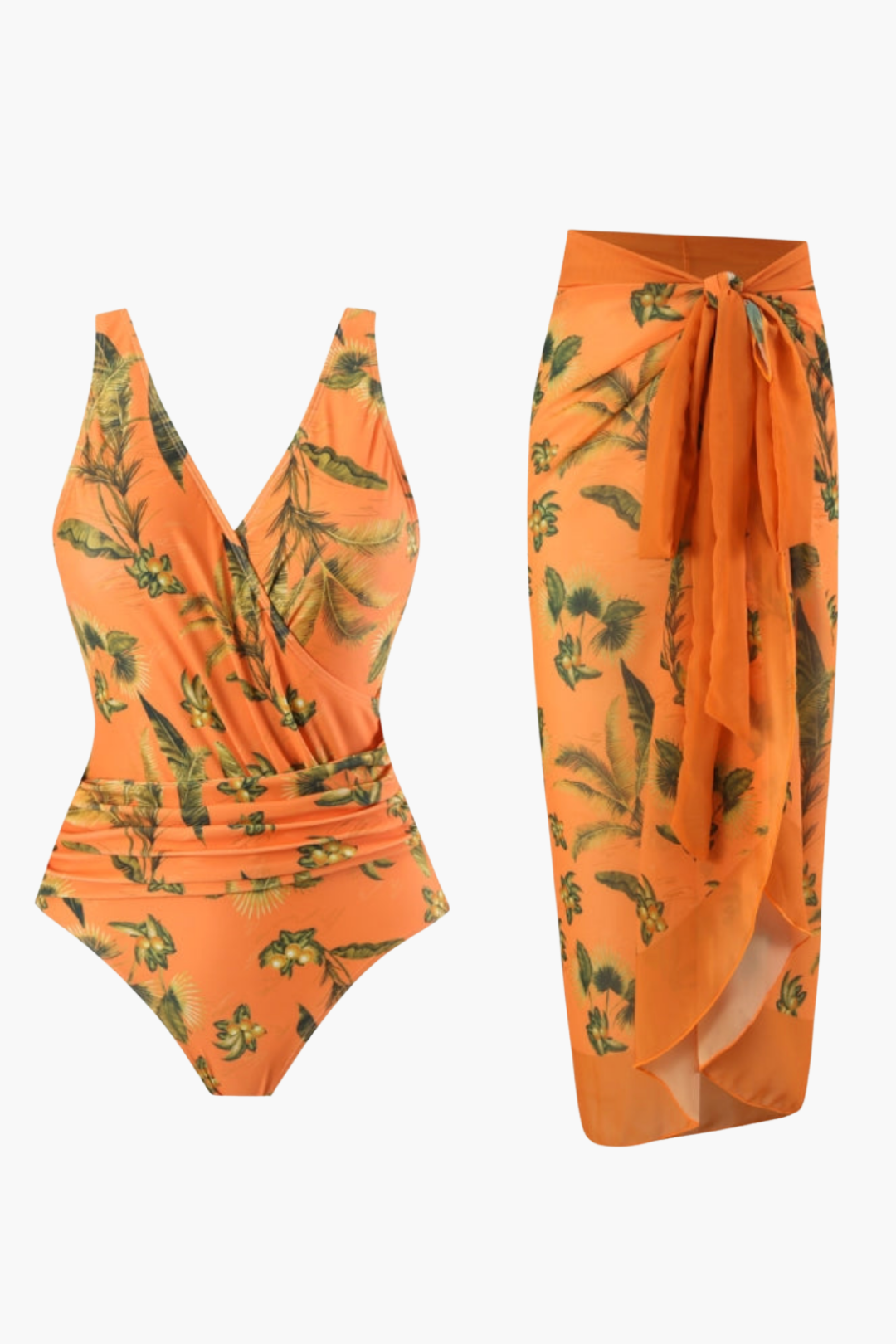 Bañador & Pareo Floral Naranja