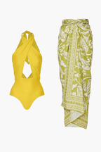 Bañador & Pareo Amarillo Tropical