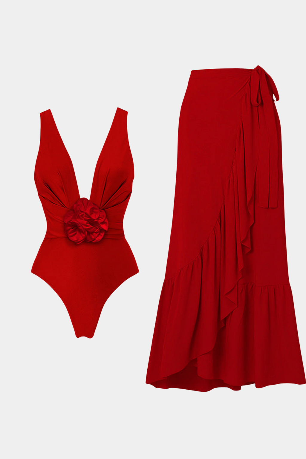 Bañador & Pareo Rojo Floral