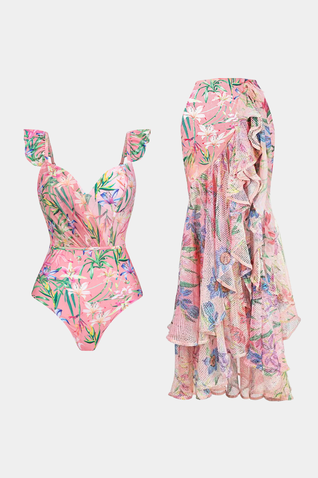Bañador & Pareo Floral Rosa