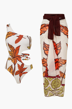 Bañador & Pareo Floral Naranja