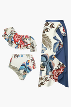 Bikini & Pareo Floral Azul