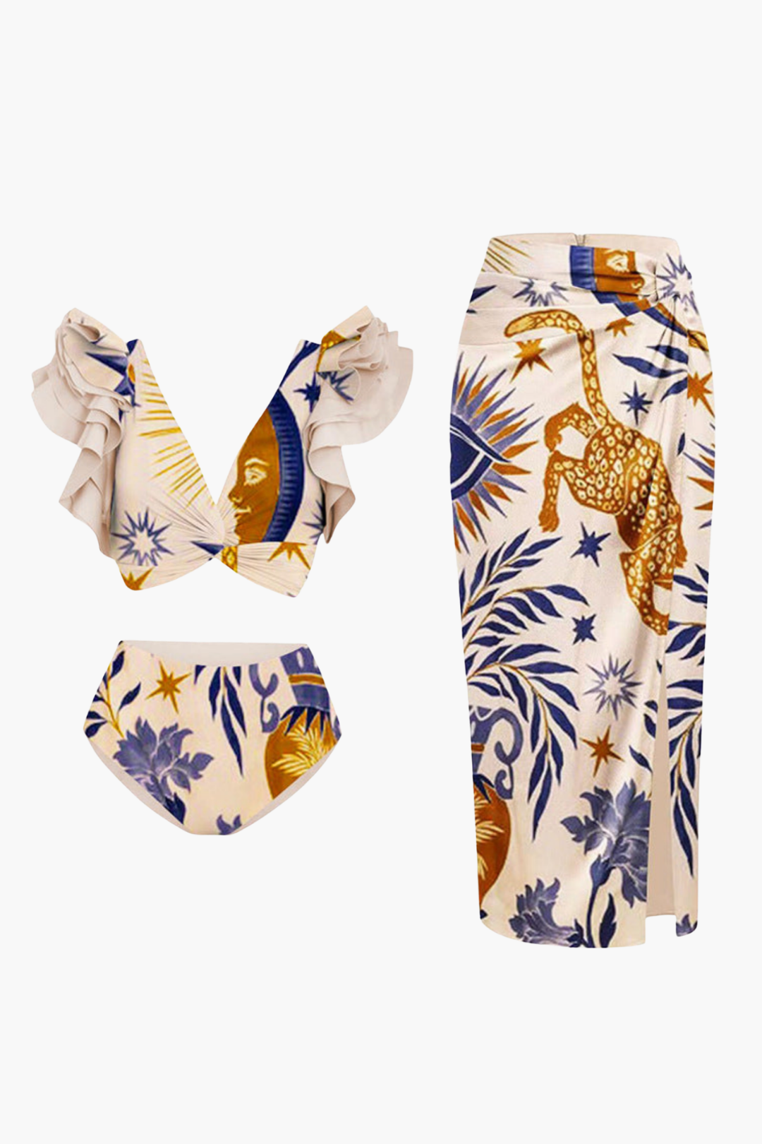 Bikini & Pareo Tropical Blanco