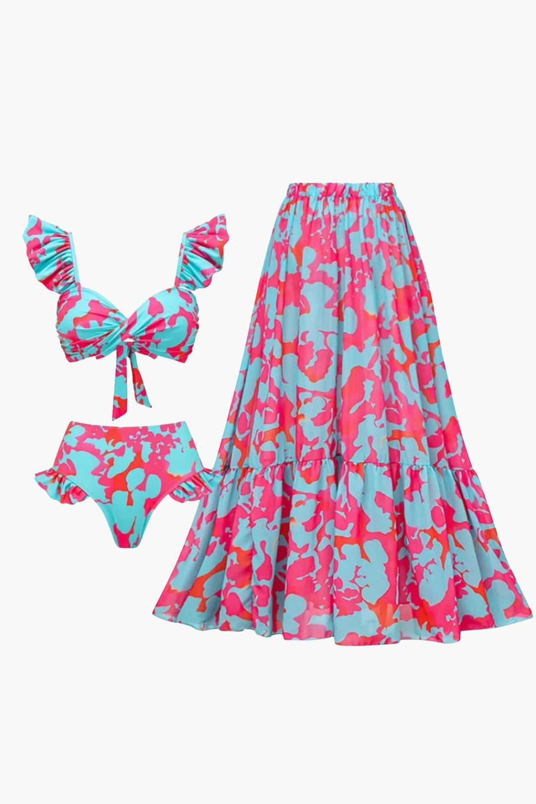 Bikini & Pareo Floral Rosa