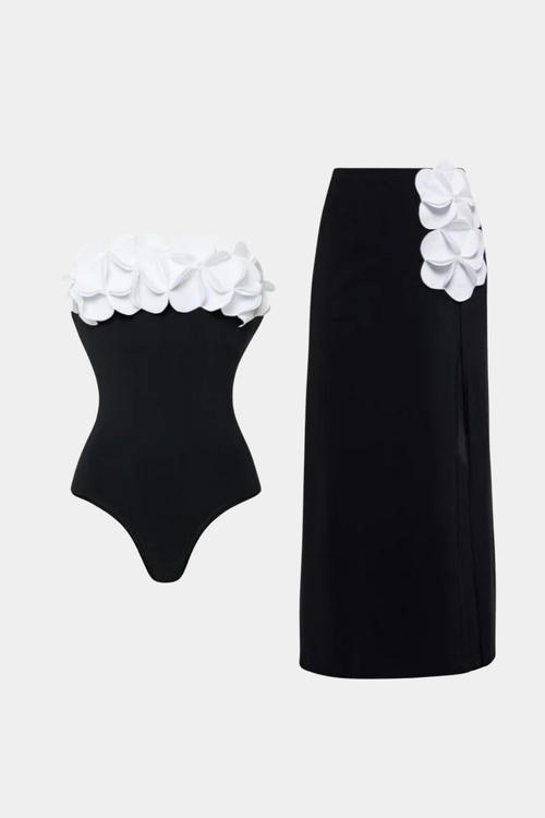 Bañador & Pareo Negro Floral