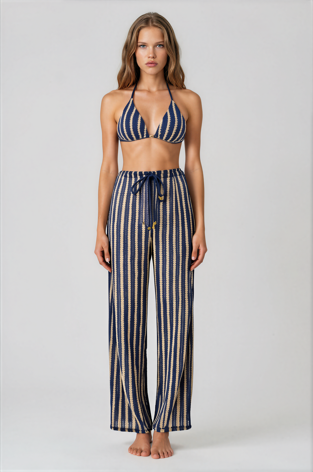 Rosvell Riviera Stripe Bikini & Pantalón Set