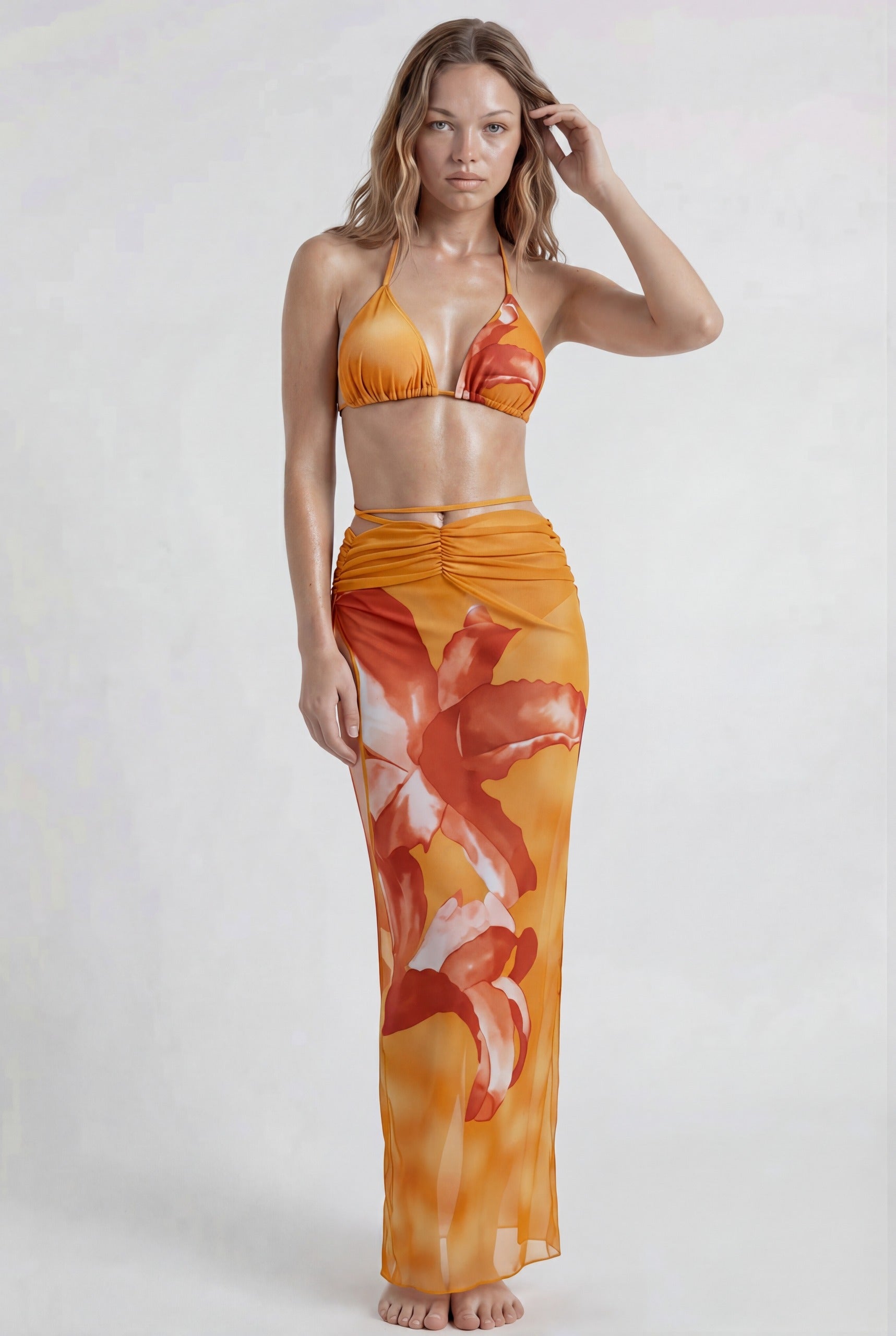 Bikini & Pareo Degradado Naranja