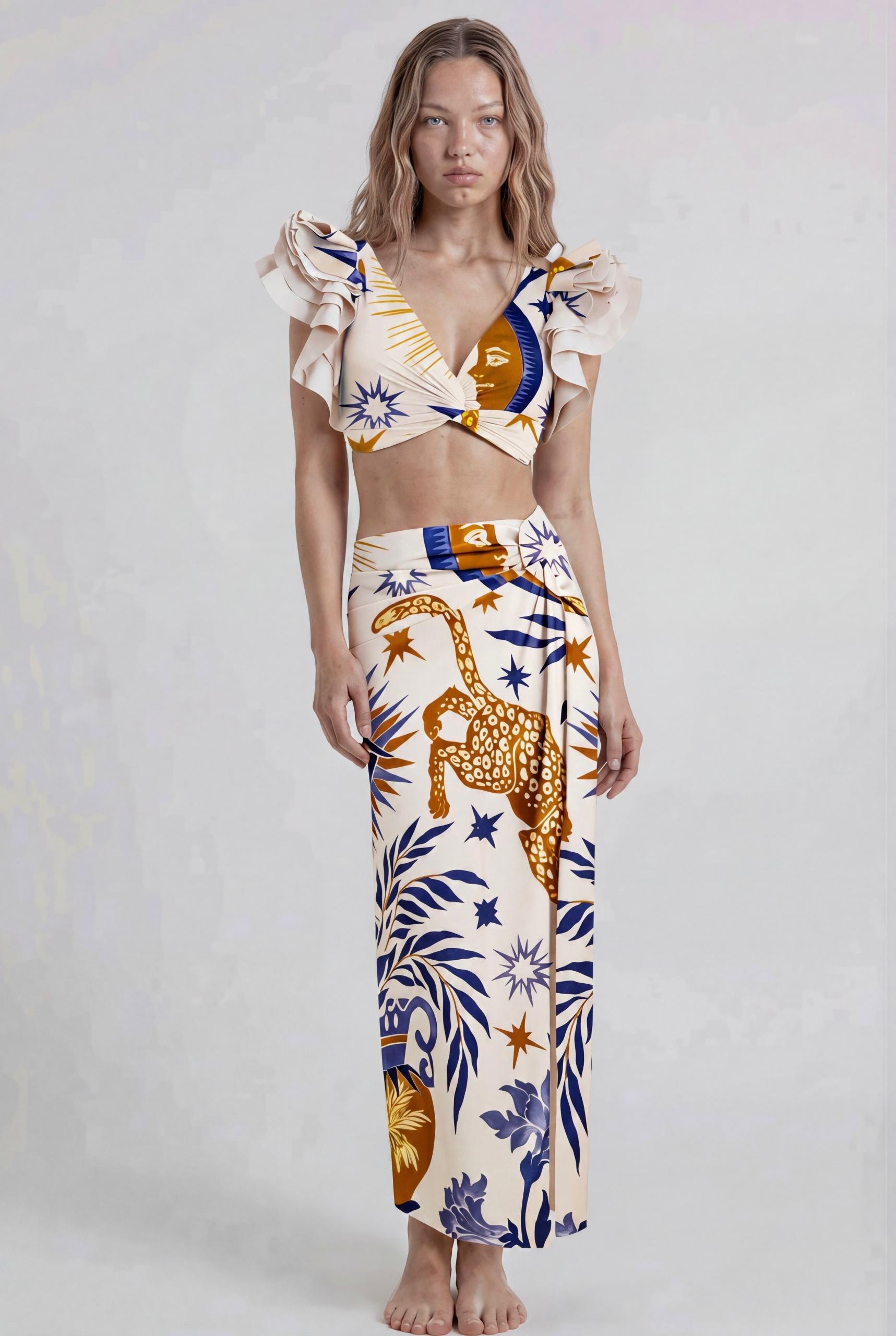 Bikini & Pareo Tropical Blanco