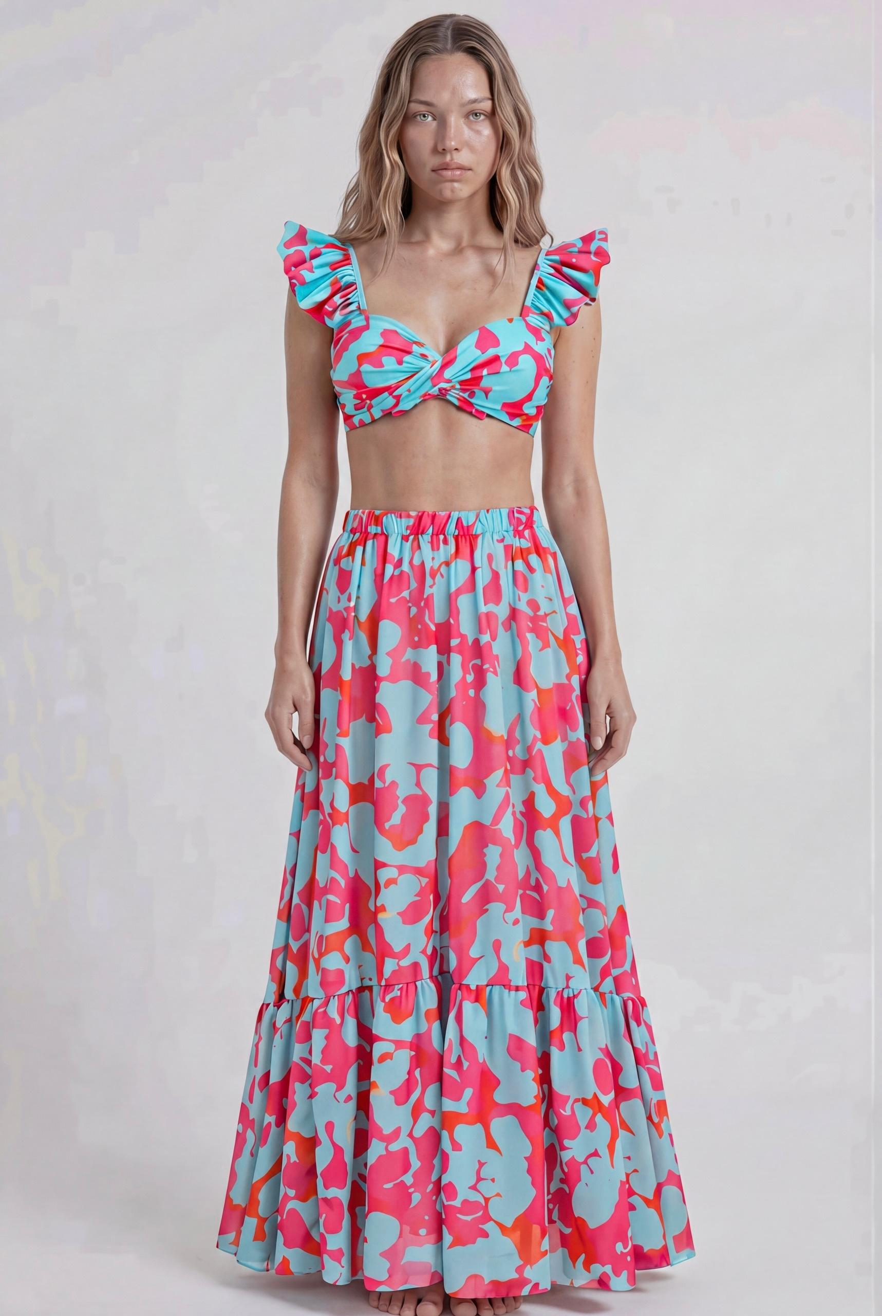 Bikini & Pareo Floral Rosa