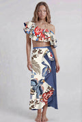 Bikini & Pareo Floral Azul