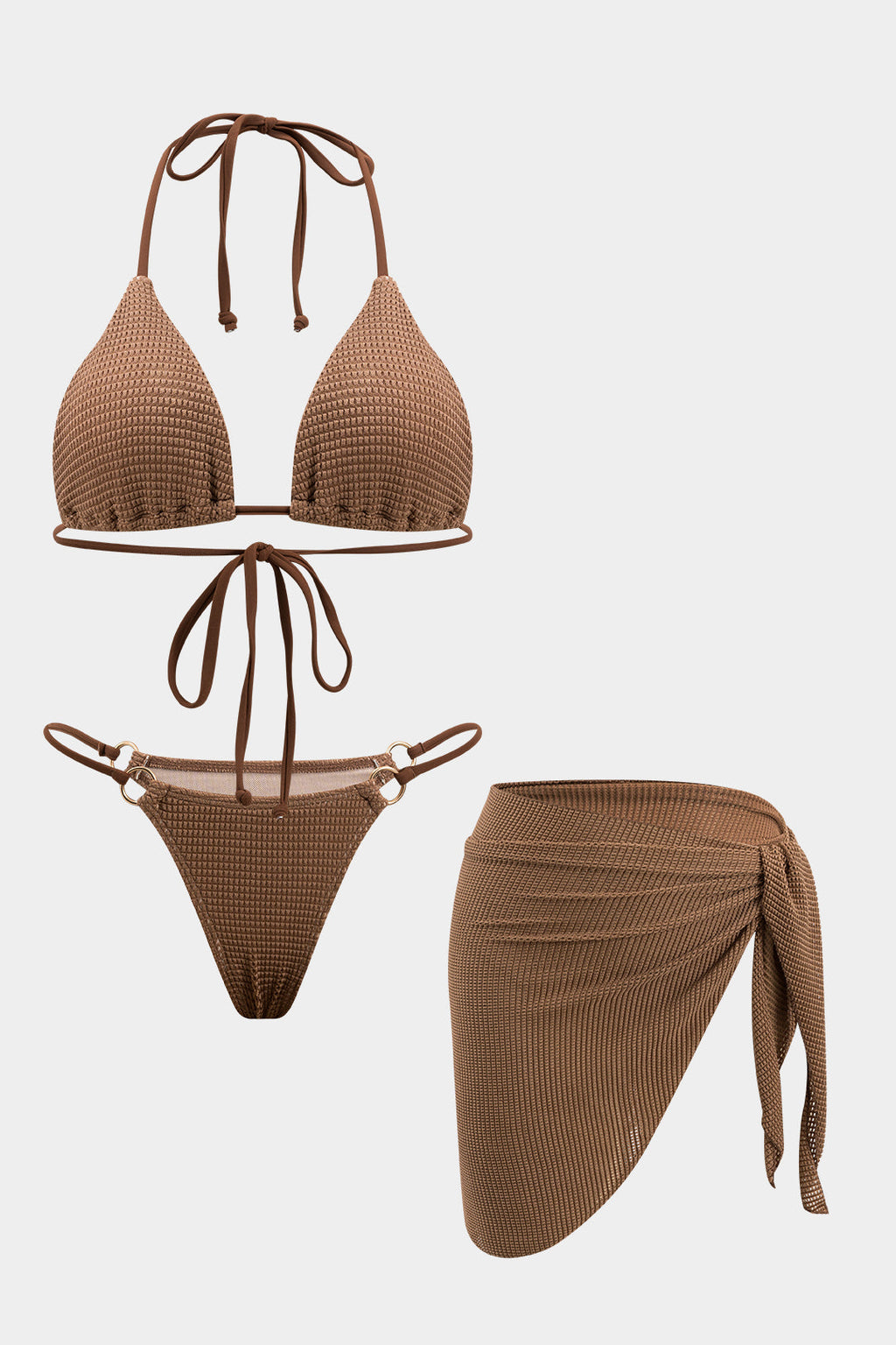 Bikini & Pareo Marrón Texturizado