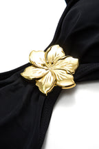 Bikini Negro Detalle Dorado