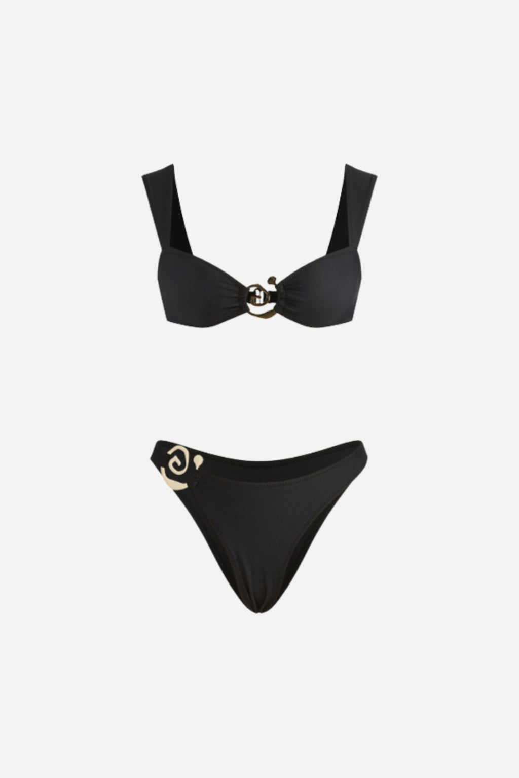 Bikini Negro Detalle Dorado