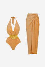 Bañador & Pareo Dorado Elegante