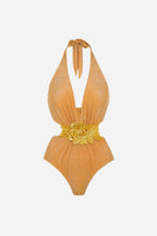 Bañador & Pareo Dorado Elegante