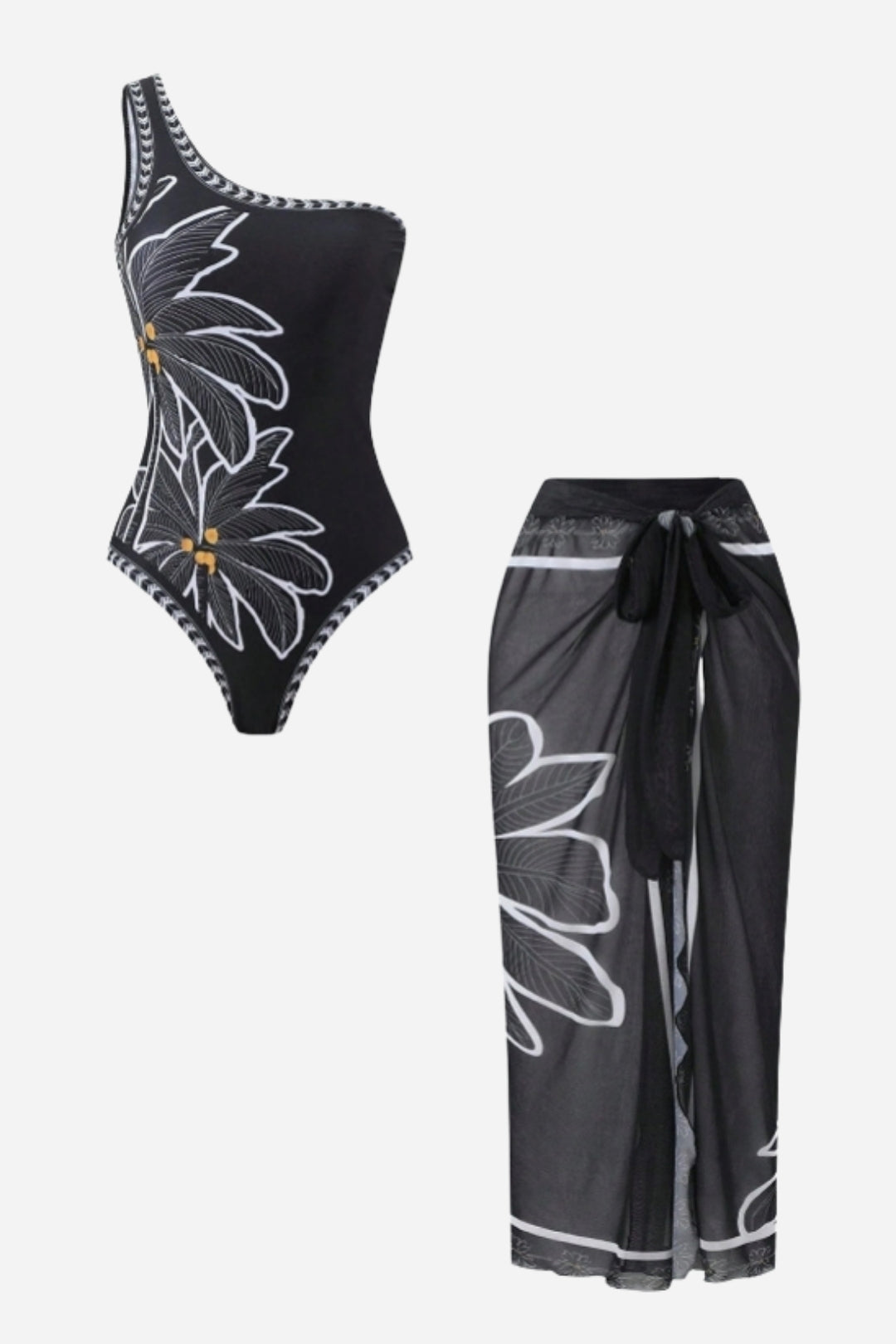 Bañador & Pareo Negro Bordado