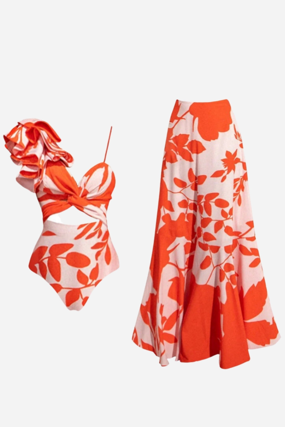 Bañador & Pareo Floral Rojo