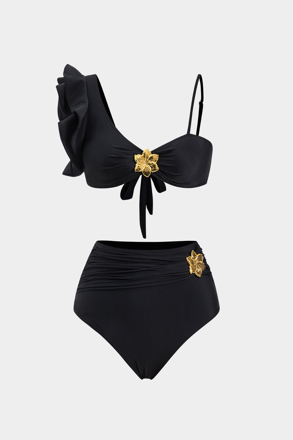 Bikini Negro Detalle Dorado