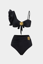 Bikini Negro Detalle Dorado