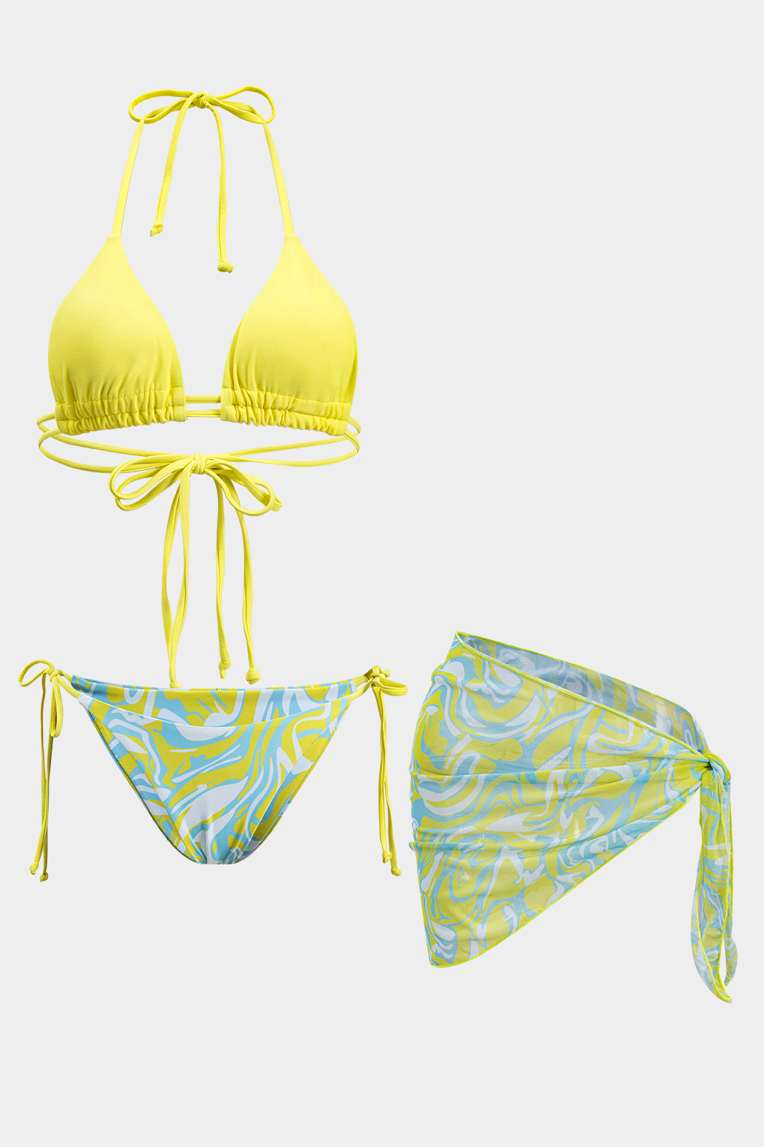Bikini & Pareo Amarillo Estampado